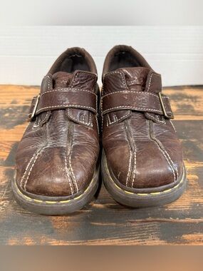 Dr Doc Martens Shoes Womens 9 Monk Strap Oxford Chunky Y2K Brown Leather Wedge
